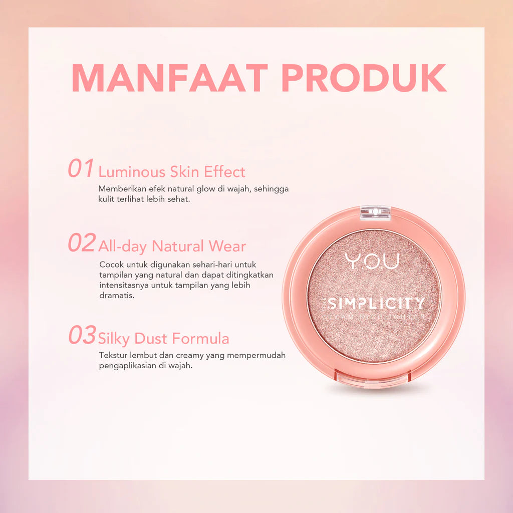Y.O.U The Simplicity Gleam Highlighter - Frosty Pink