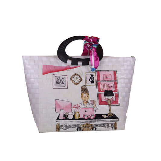 TOTE ALLY SUSTAINABLE LADY WORKING PRINT