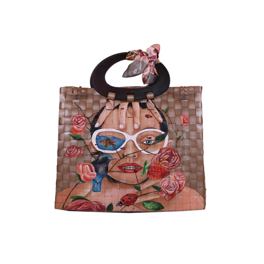 TOTE ALLY SUSTAINABLE LADY WITH EYEGLASS PRINT BAG