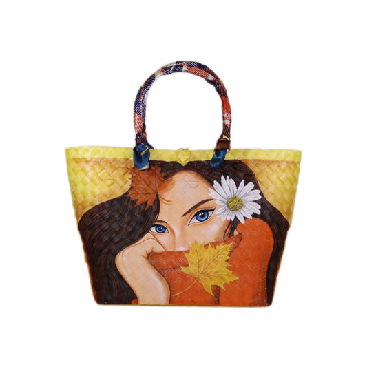 TRENDY & ARTSY HAND PAINTED LADY HIDE PRINT BAG