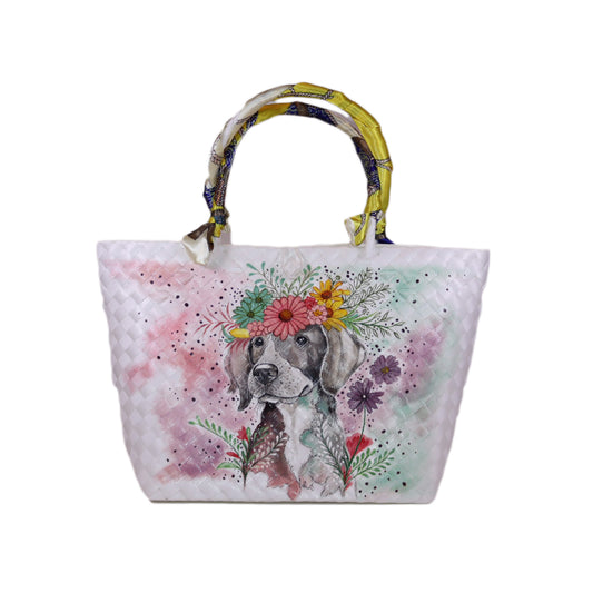 TRENDY & ARTSY HAND PAINTED DOG PRINT BAG