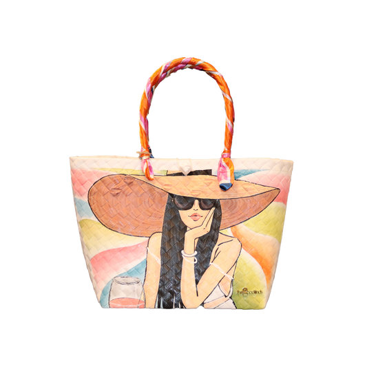 TRENDY & ARTSY HAND PAINTED LADY IN EYEGLASS BAG