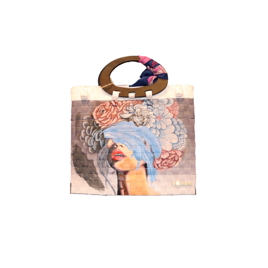 TOTE ALLY SUSTAINABLE LADY FLOWER WATER SPLASH PRINT BAG