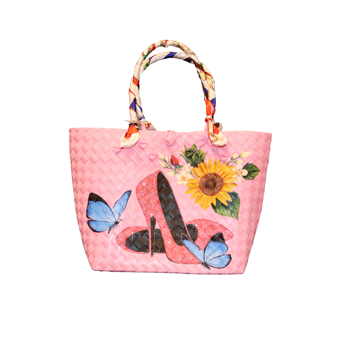 TRENDY & ARTSY HAND PAINTED PINK SHOES BAG