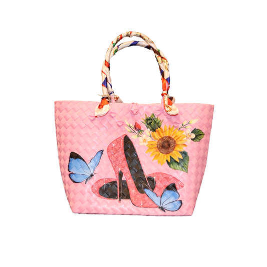 TRENDY & ARTSY HAND PAINTED PINK SHOES BAG