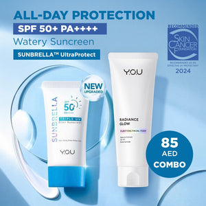 Y.O.U ALL DAY PROTECTION SPF 50+ PA++++WATERY SUNSCREEN COMBO WITH RADIANCE GLOW